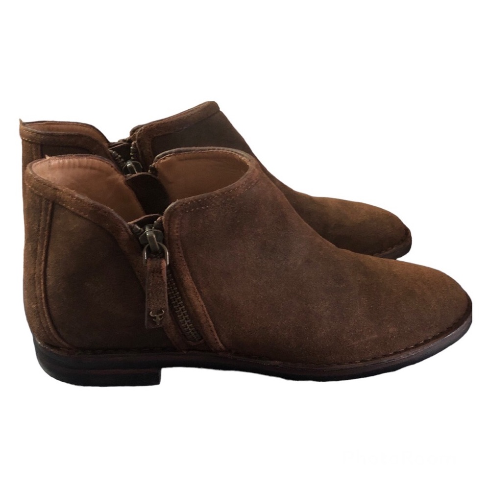 TRASK Brown Suede Leather Ankle Boots 7.5 Womens